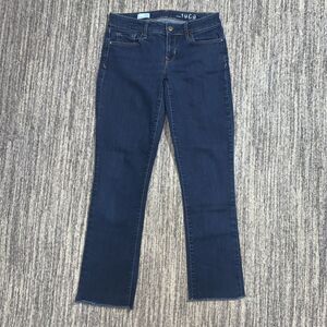 Gap 1969 Women’s Sexy Boot Blue Jeans Size 27xL Raw Hem Dark Wash Low Rise‎